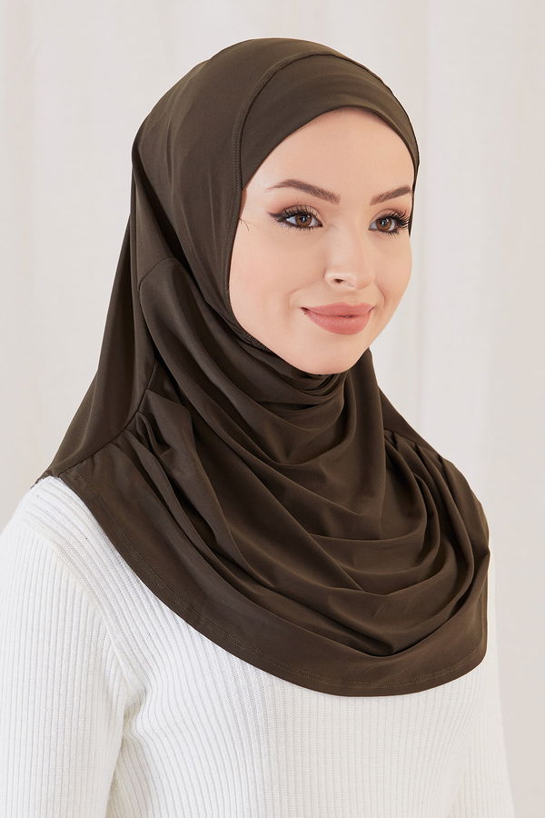 Düz Orta Kadın Haki PILELI HIJAB BONE - 20810