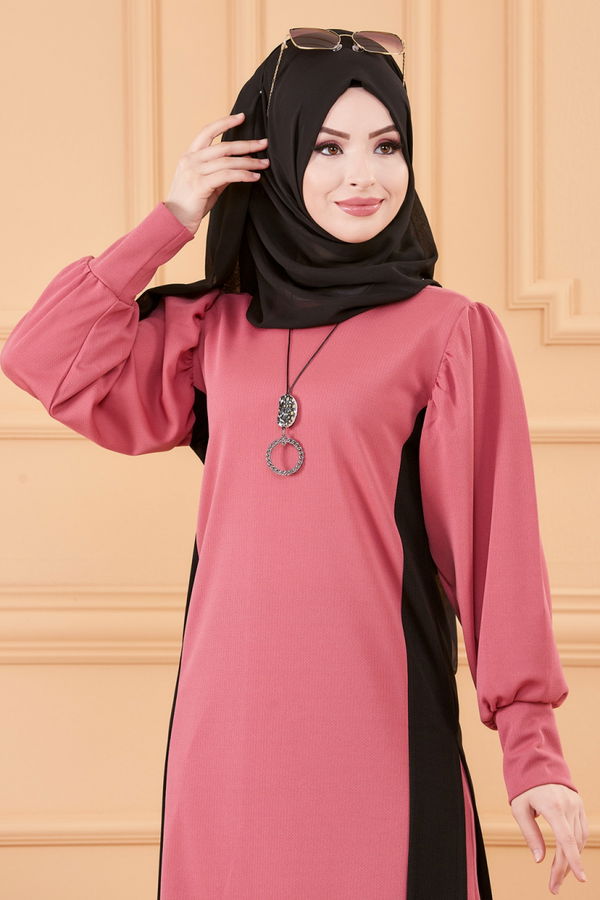Düz Bisiklet Yaka Kadın Pembe TUNIK PANTOLON - 3662 PEMBE