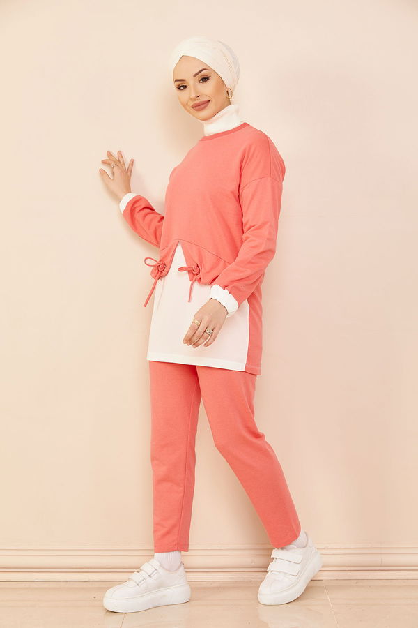 Düz Orta Kadın Pembe Tunık Pantolon GUL - 8861 - 8861 PEMBE