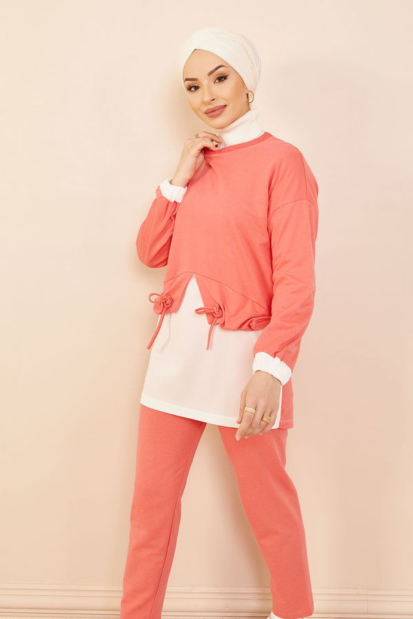 Düz Orta Kadın Pembe Tunık Pantolon GUL - 8861 - 8861 PEMBE