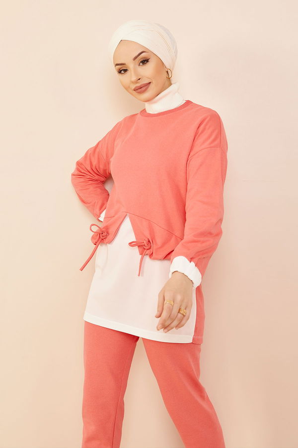 Düz Orta Kadın Pembe Tunık Pantolon GUL - 8861 - 8861 PEMBE