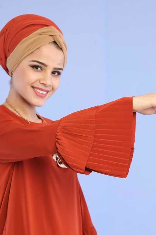 Düz Orta Kadın Kiremit Tunik Pantolon Kombin Kiremit- 02 6699 - 6699