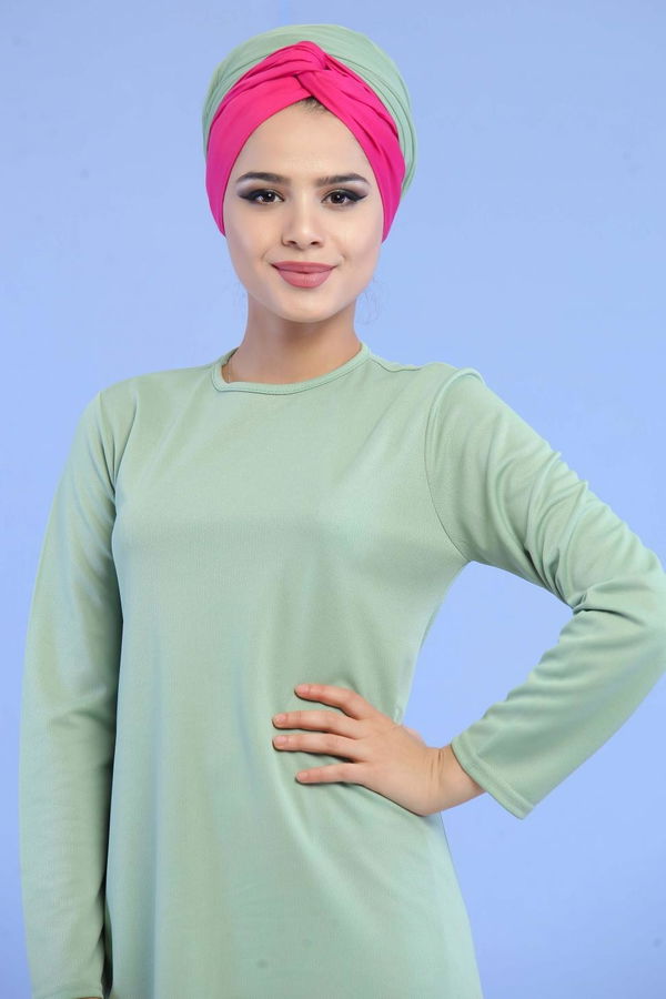 Düz Orta Kadın Yeşil Tunik Pantolon Mint  - 6933