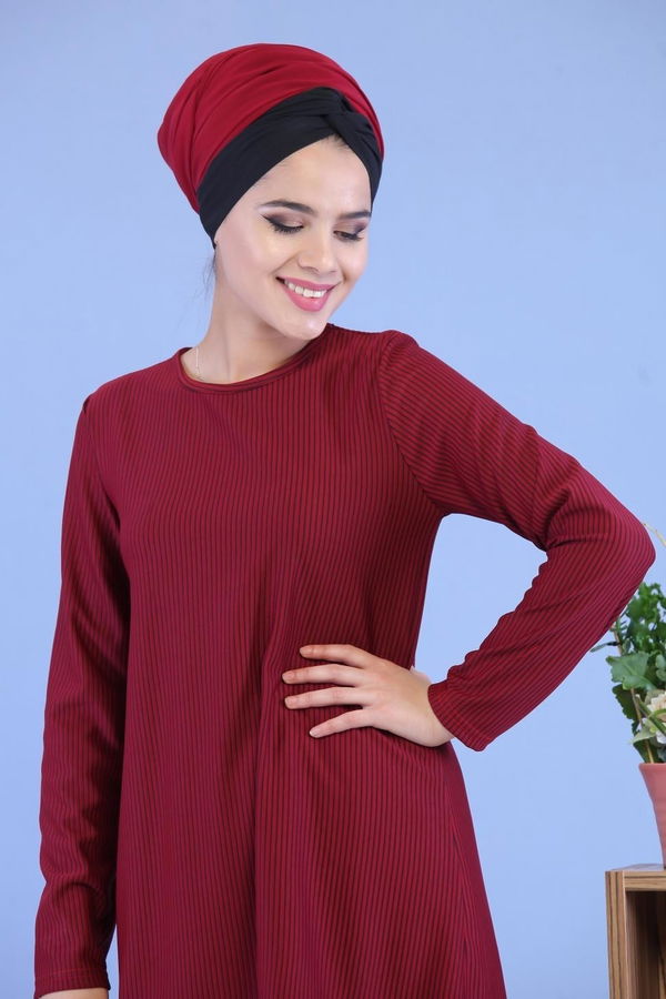 Düz Orta Kadın Bordo Tunik Pantolon Bordo - 02 7090 - 7090