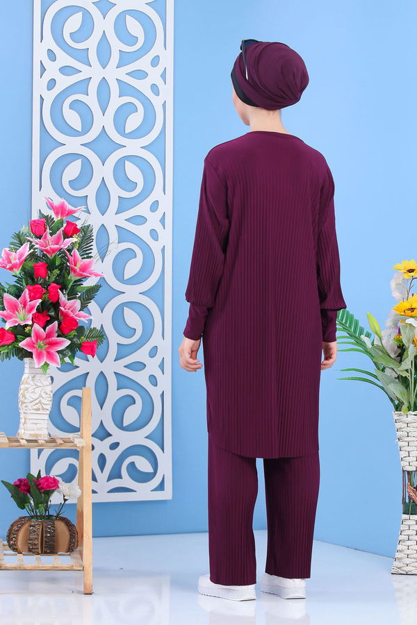 Düz Orta Kadın Mor Tunik Pantolon Mor - 02 7404 - 7404