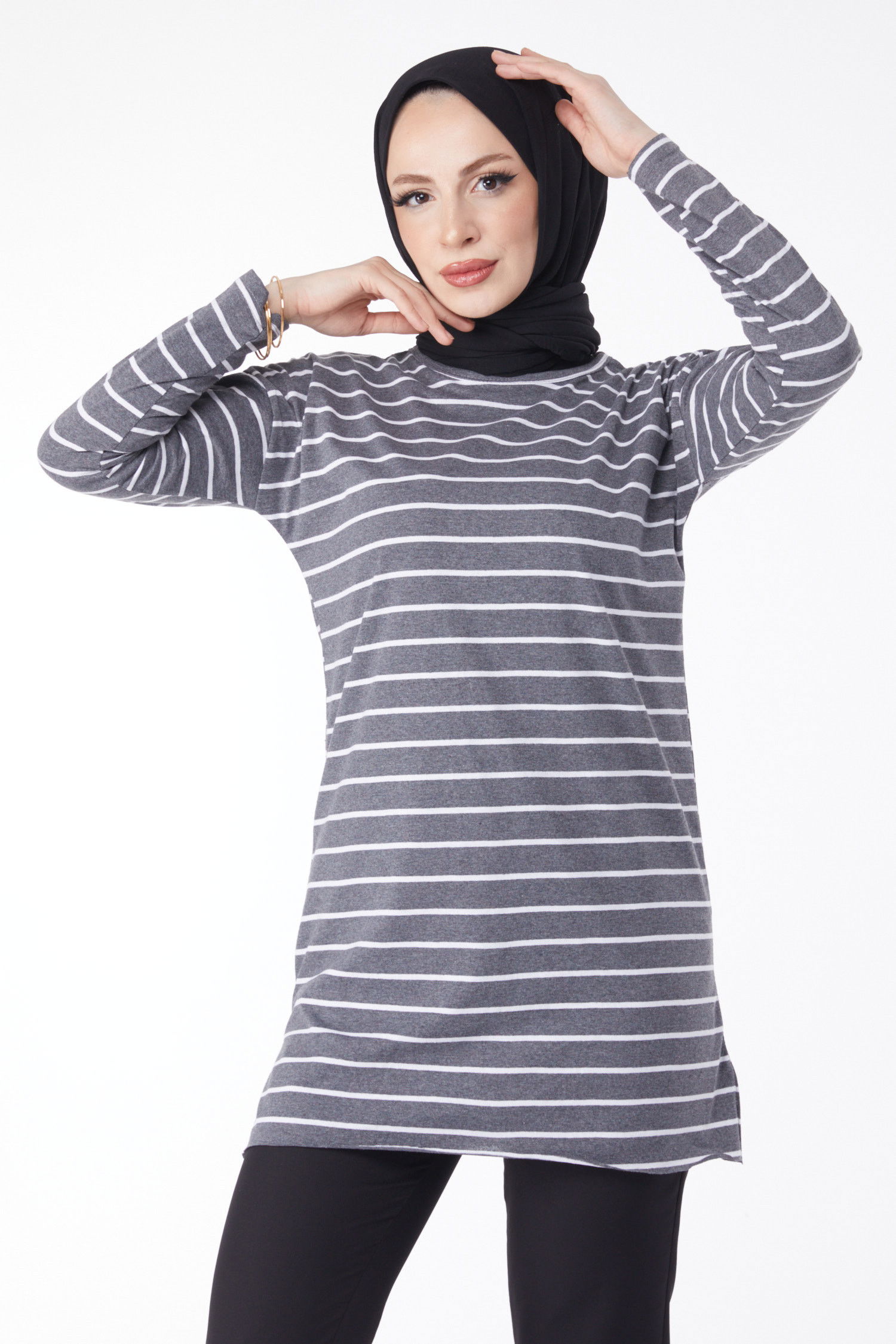 Çİzgili Yırtmaçlı Tunik - 27134