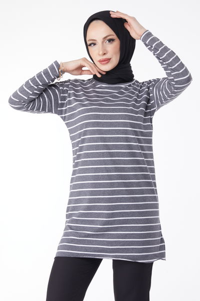 Çİzgili Yırtmaçlı Tunik - 27134