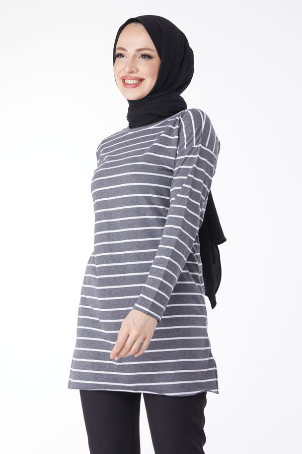 Çİzgili Yırtmaçlı Tunik - 27134