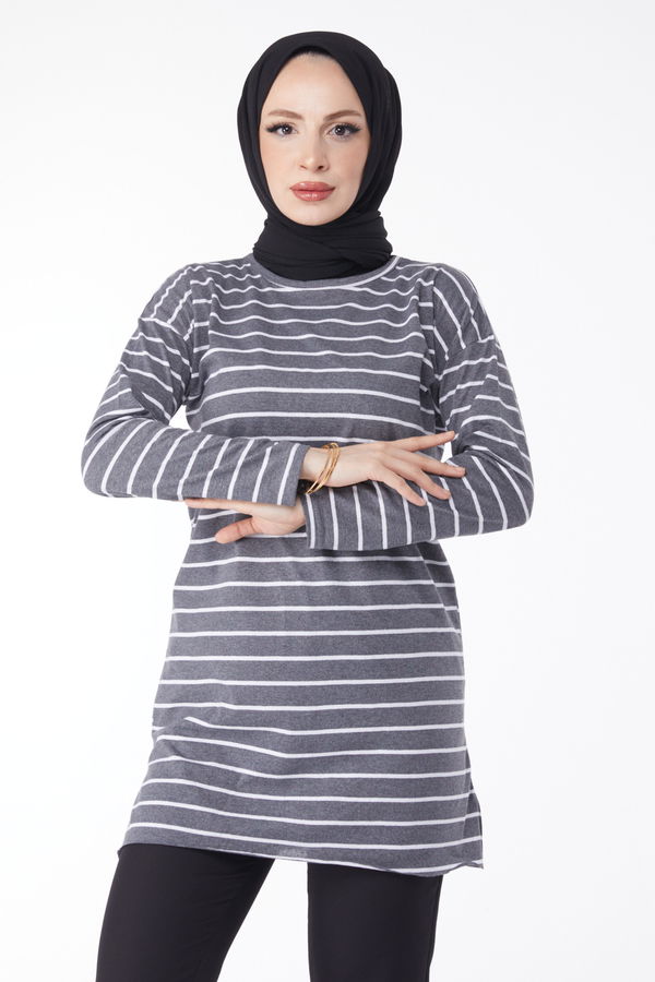 Çİzgili Yırtmaçlı Tunik - 27134