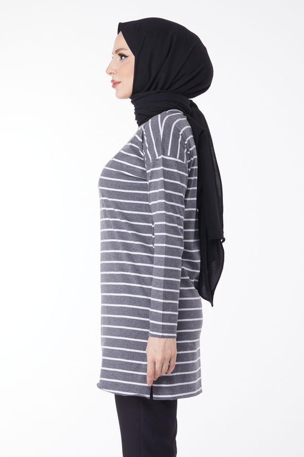 Çİzgili Yırtmaçlı Tunik - 27134