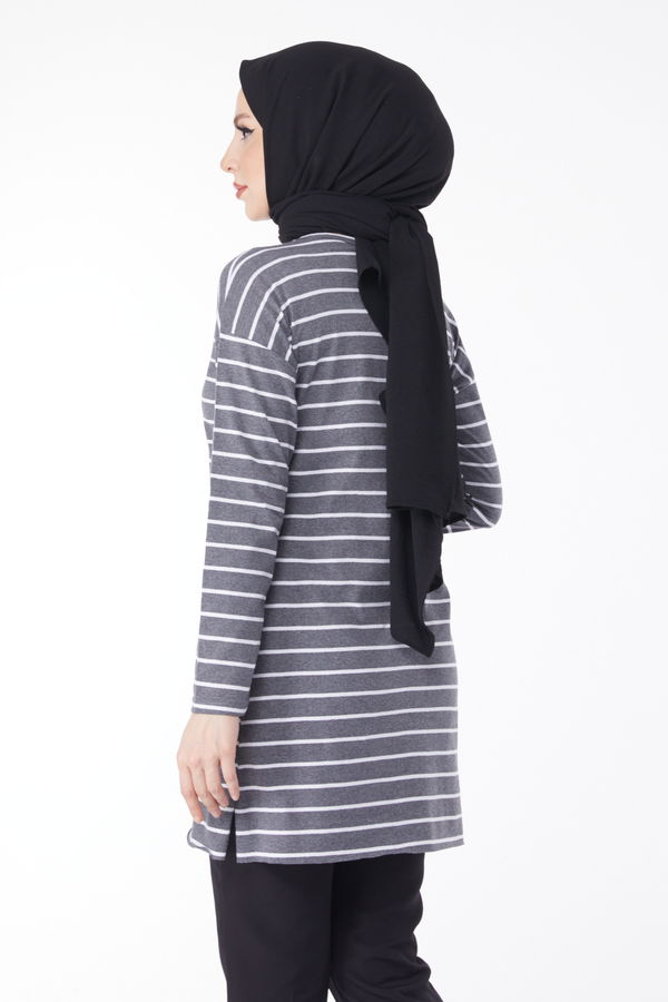 Çİzgili Yırtmaçlı Tunik - 27134