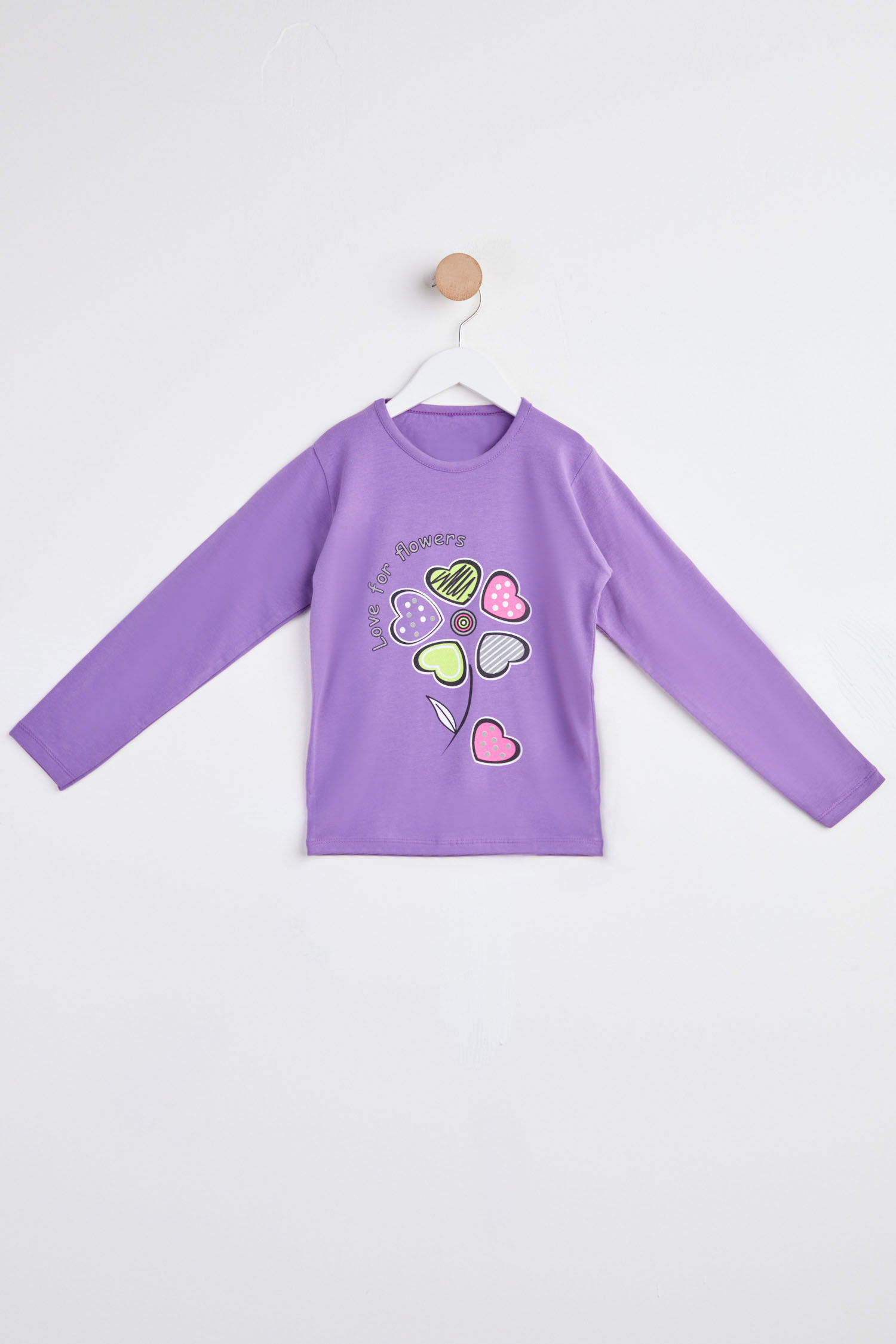 Kız Çocuk Mor Uzun Kol Baskılı sweatshirt - 24265 MOR