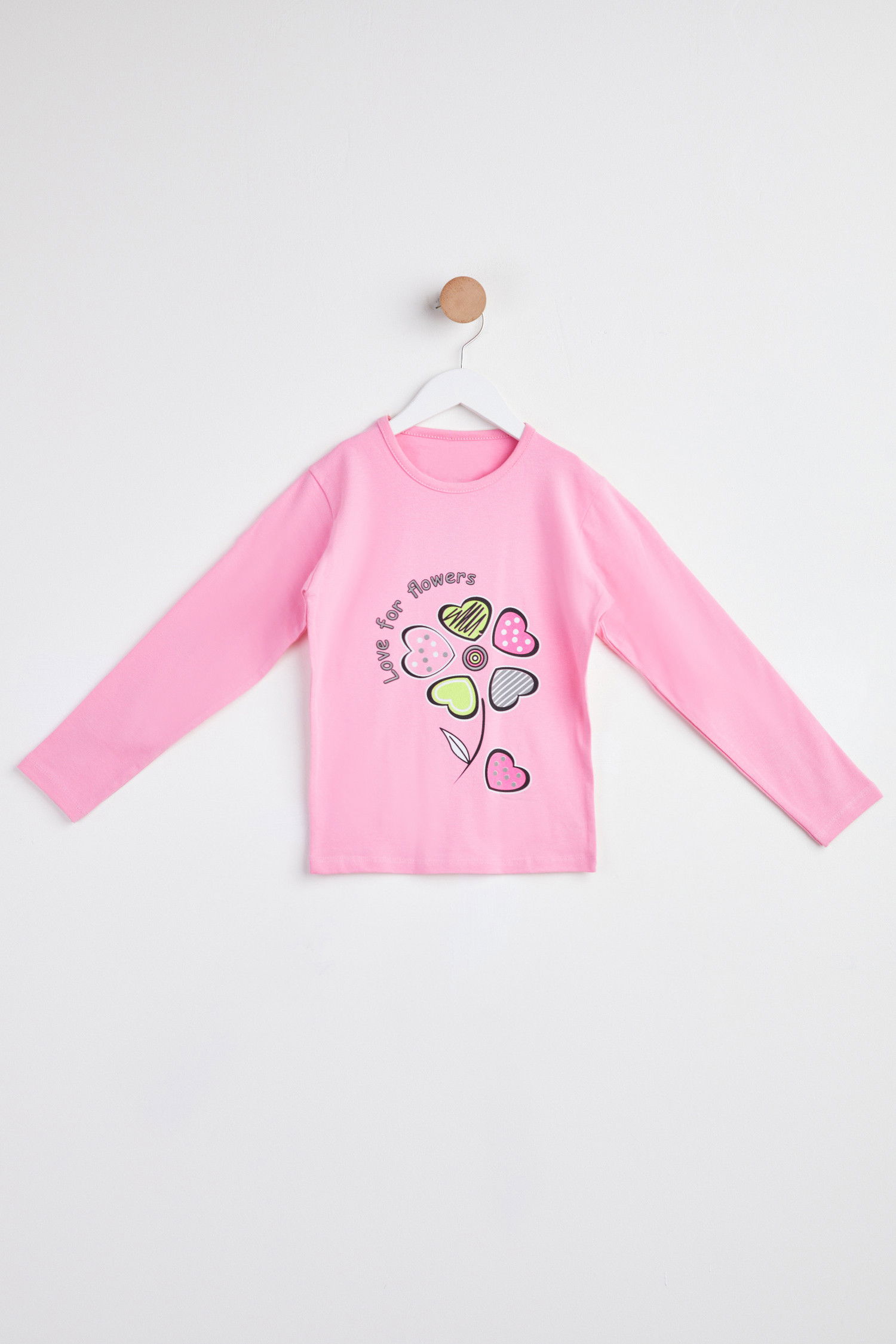 Kız Çocuk Pembe Uzun Kol Baskılı sweatshirt - 24265 PEMBE