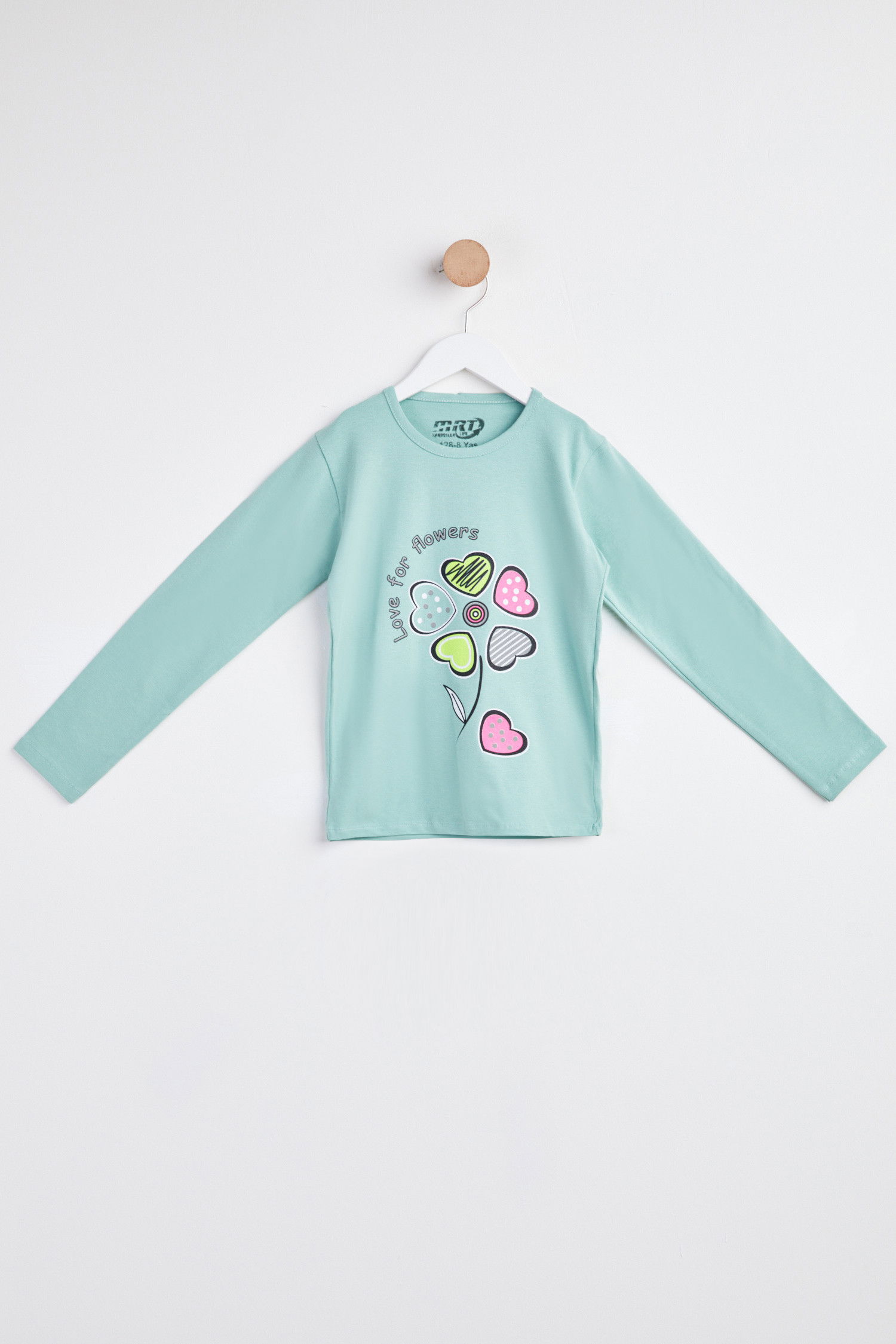 Kız Çocuk Yeşil Uzun Kol Baskılı sweatshirt - 24265 YEŞİL