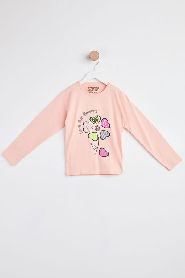 Kız Çocuk Lila Uzun Kol Baskılı sweatshirt - 24265 LİLA