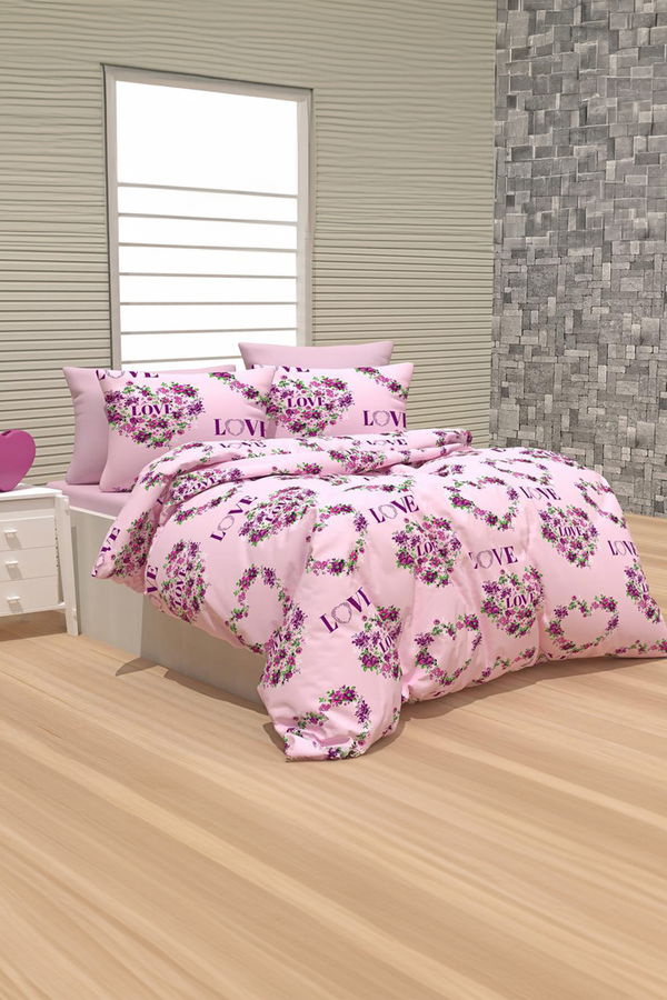 Pembe Tek Kişilik Nevresim Seti  - 24359