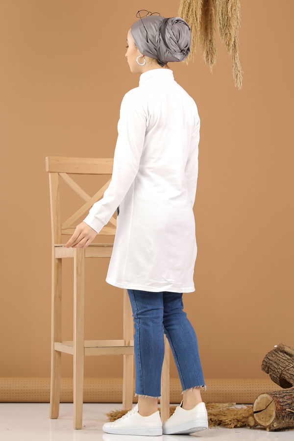 Düz Orta Kadın Antrasit 8387 CEPLİ TUNİK - 8387 ANTRASİT