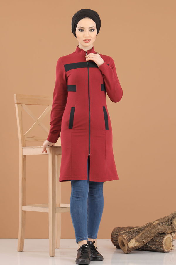 Düz Orta Kadın Bordo 8415 TUNİK - 8415