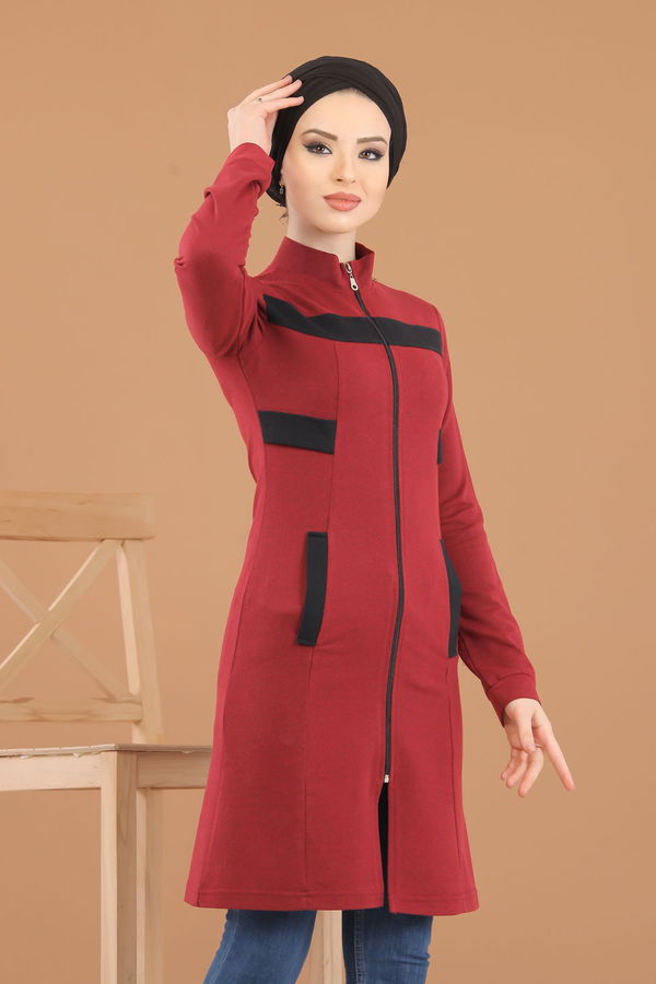 Düz Orta Kadın Bordo 8415 TUNİK - 8415