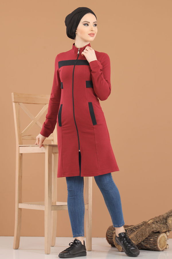 Düz Orta Kadın Bordo 8415 TUNİK - 8415