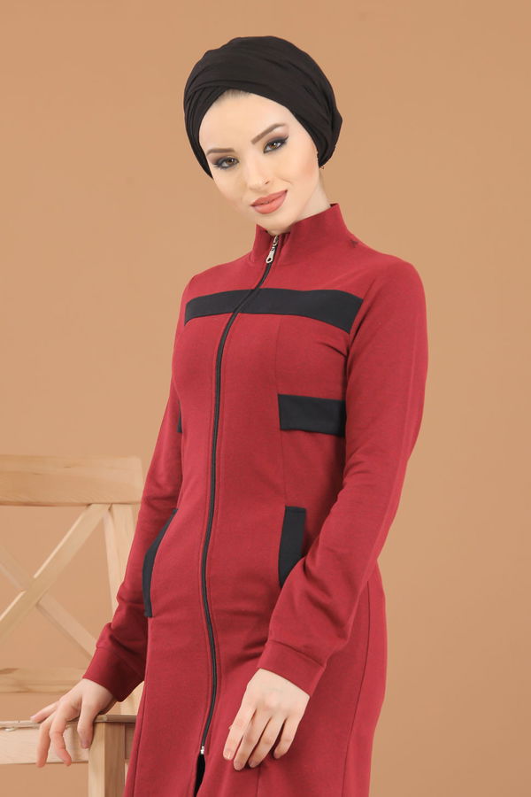 Düz Orta Kadın Bordo 8415 TUNİK - 8415
