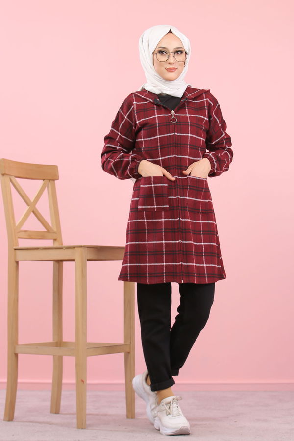 Düz Orta Kadın Bordo 8361 TUNIK  - 8361