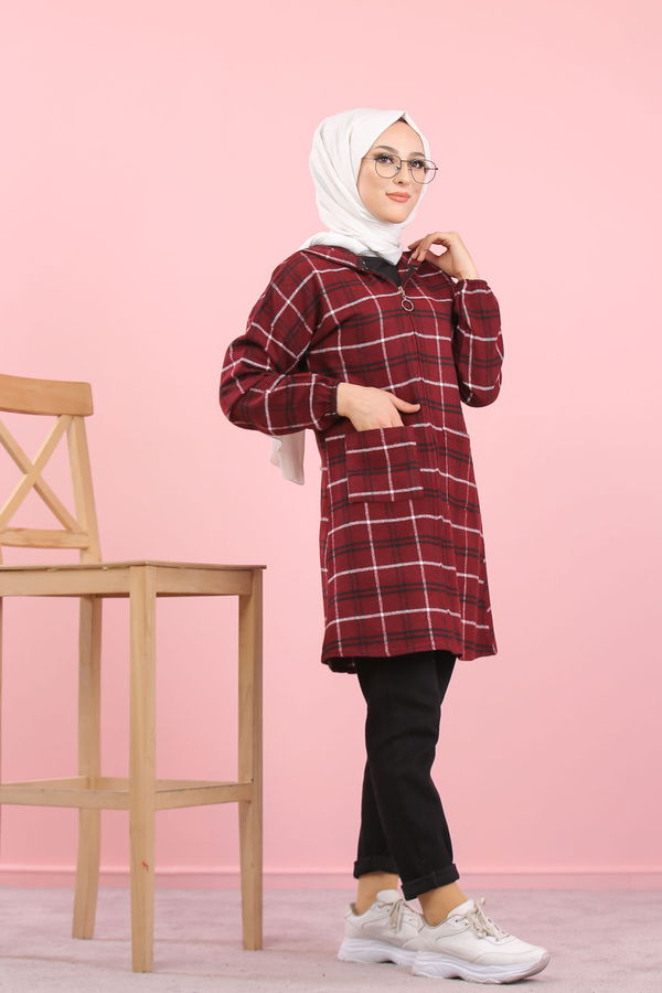 Düz Orta Kadın Bordo 8361 TUNIK  - 8361