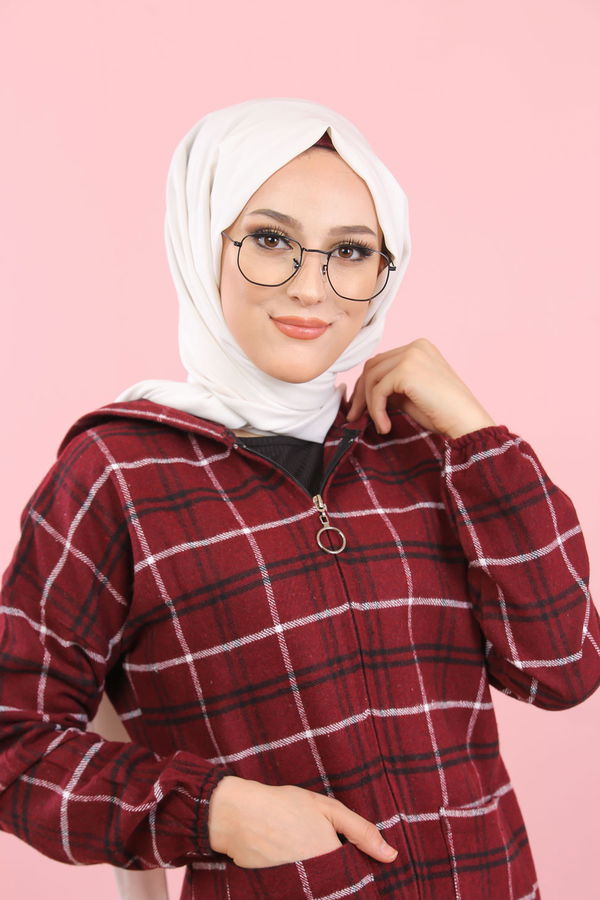 Düz Orta Kadın Bordo 8361 TUNIK  - 8361