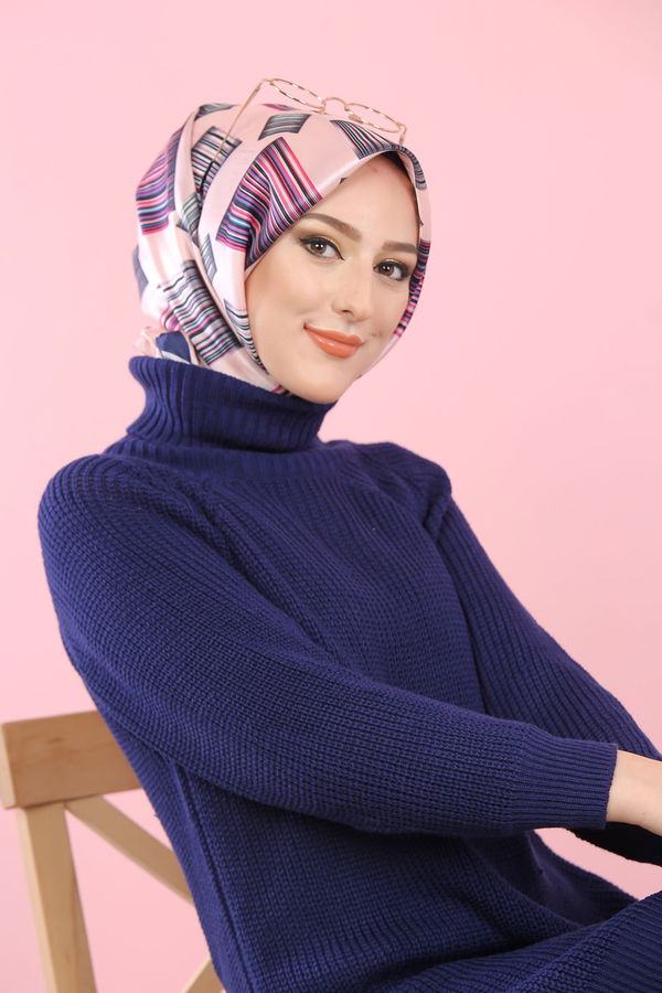 Düz Orta Kadın Lacivert Triko Tunik Siyah  - 8144 LACİVERT