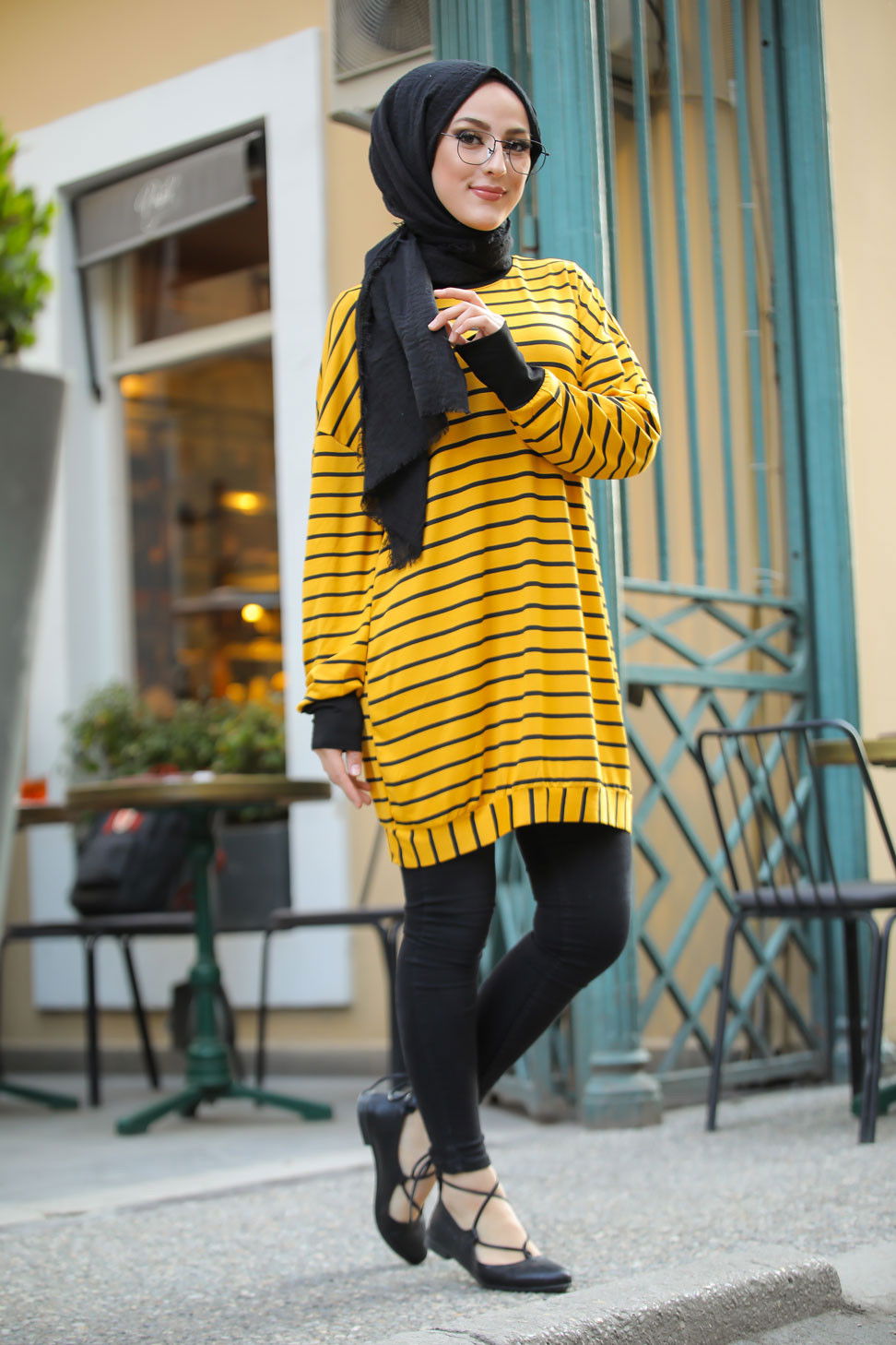 Düz Bisiklet Yaka Kadın Sarı 5258 SALAŞ TUNIK - 5258