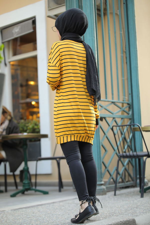Düz Bisiklet Yaka Kadın Sarı 5258 SALAŞ TUNIK - 5258
