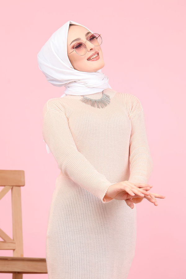 Düz Orta Kadın Pembe 8332 BOGAZLI TUNİK - 8332 PEMBE