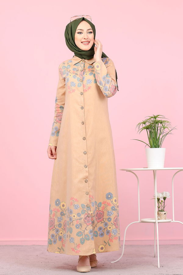 Düz Gömlek Yaka Kadın Sarı 3098 UZUN TUNIK - 3098 Sarı