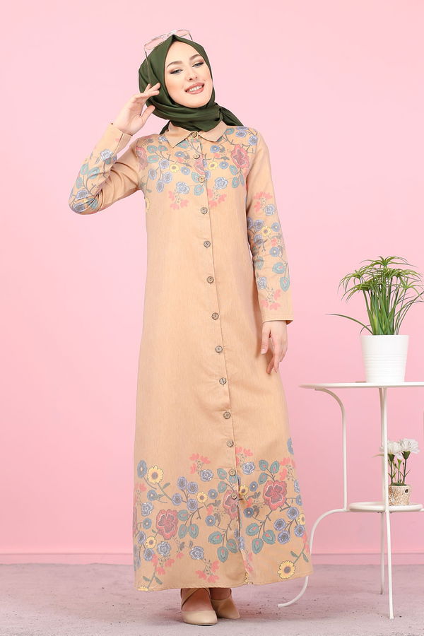 Düz Gömlek Yaka Kadın Sarı 3098 UZUN TUNIK - 3098 Sarı