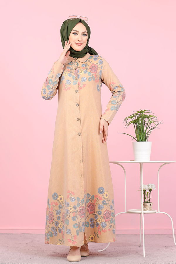 Düz Gömlek Yaka Kadın Sarı 3098 UZUN TUNIK - 3098 Sarı