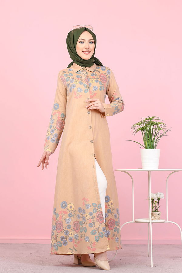 Düz Gömlek Yaka Kadın Sarı 3098 UZUN TUNIK - 3098 Sarı