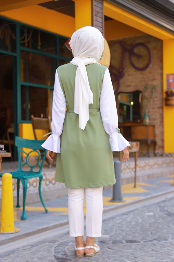 Düz Bisiklet Yaka Kadın Yeşil TUNIK - 3238