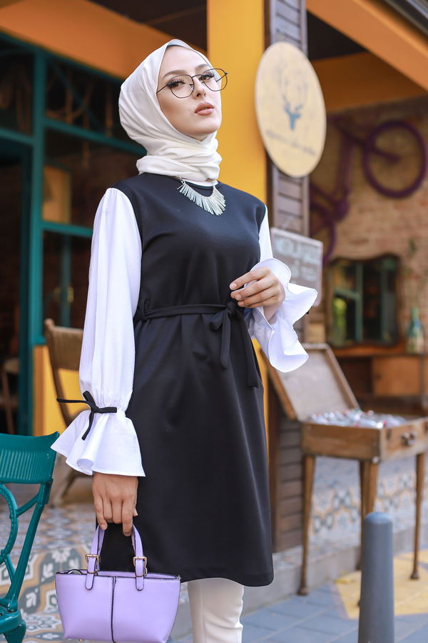 Düz Bisiklet Yaka Kadın Siyah TUNIK - 3238 SİYAH