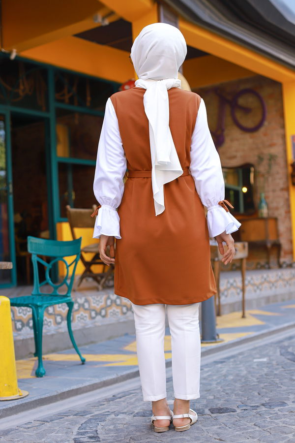 Düz Bisiklet Yaka Kadın Kiremit TUNIK - 3238 KİREMİT