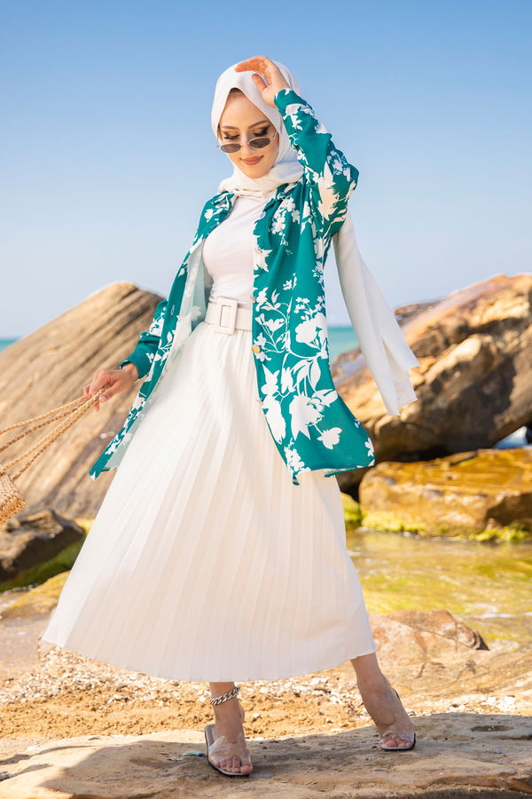 Düz Gömlek Yaka Kadın Yeşil 9056 TUNIK - 9056 YEŞİL
