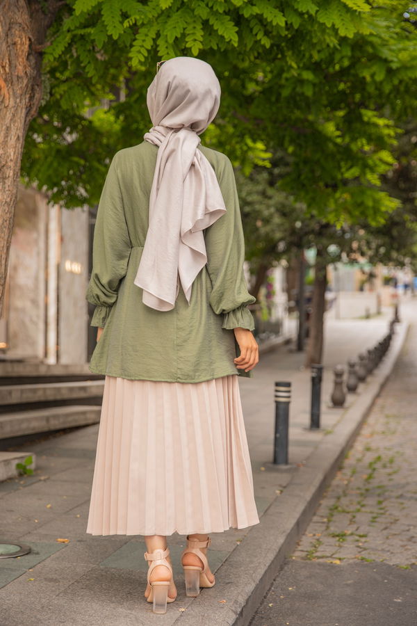 Düz Bisiklet Yaka Kadın Haki 3265 TUNIK - 3265 HAKİ