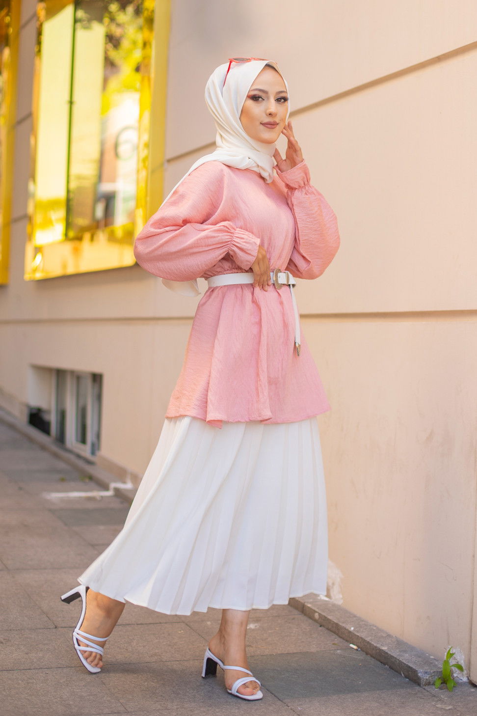 Düz Bisiklet Yaka Kadın Pembe 3265 TUNIK - 3265 PEMBE