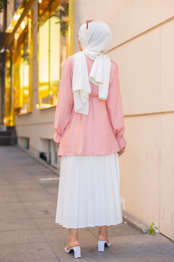 Düz Bisiklet Yaka Kadın Pembe 3265 TUNIK - 3265 PEMBE