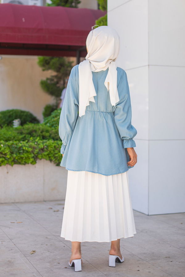 Düz Bisiklet Yaka Kadın Mavi 3265 TUNIK - 3265 MAVİ