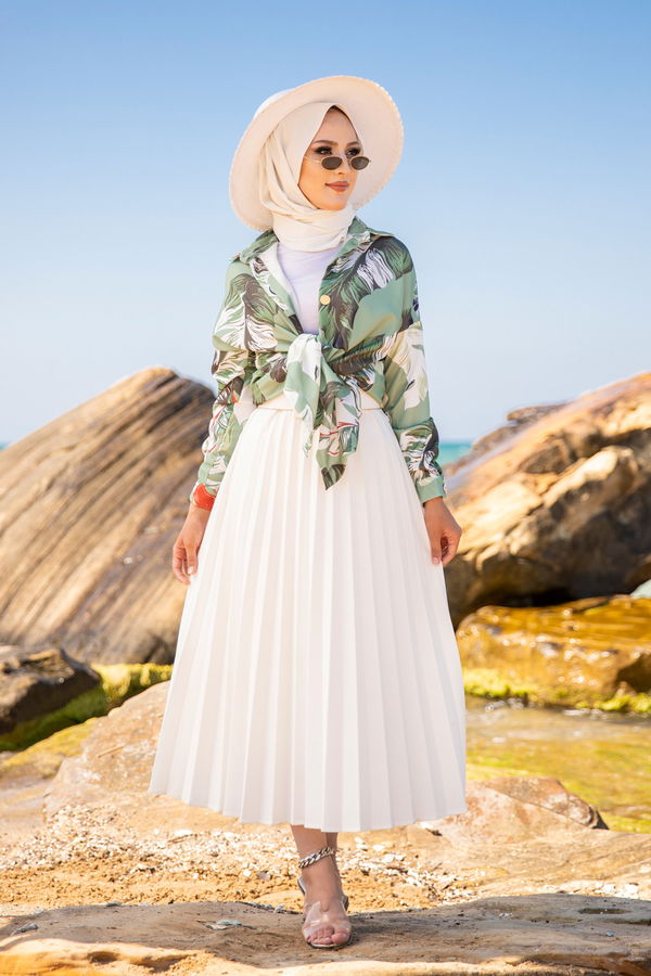 Düz Gömlek Yaka Kadın Haki 9056 TUNIK - 9056