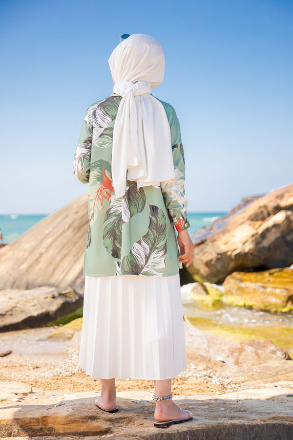 Düz Gömlek Yaka Kadın Haki 9056 TUNIK - 9056