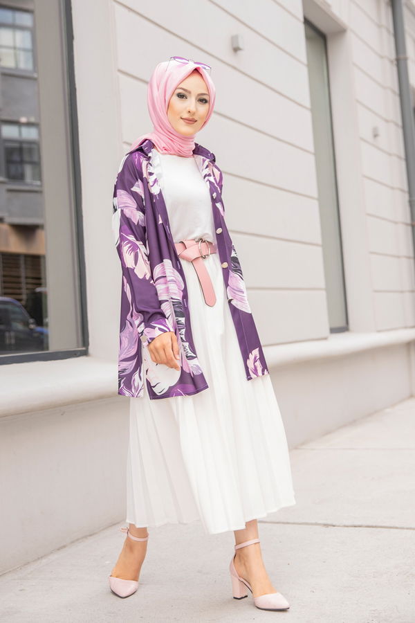 Düz Gömlek Yaka Kadın Mürdüm 9056 TUNIK - 9056 MÜRDÜM