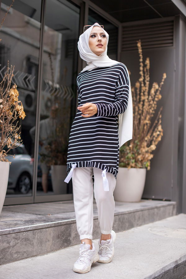 Düz Bisiklet Yaka Kadın Siyah 3283 TUNIK - 3283 SİYAH