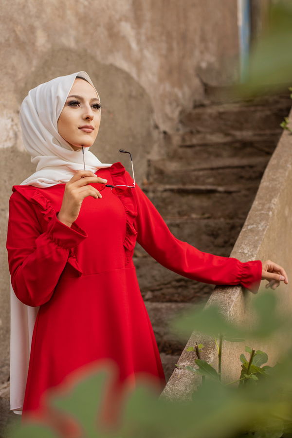 Düz Orta Kadın Kırmızı Tunik - 3284 Kırmızı