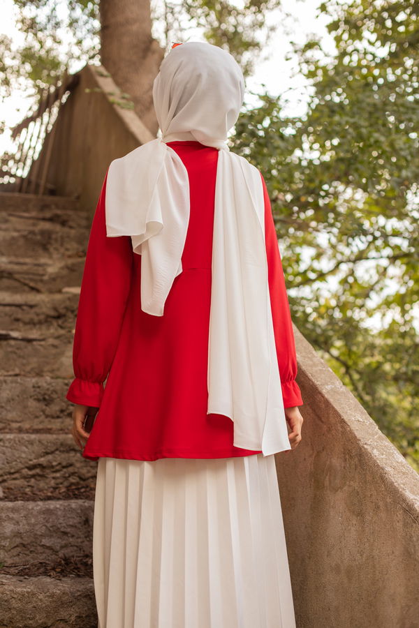 Düz Orta Kadın Kırmızı Tunik - 3284 Kırmızı